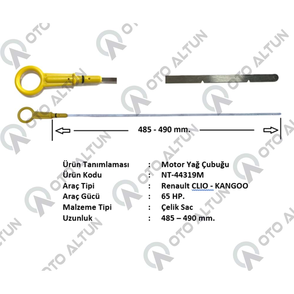 YAĞ ÇUBUĞU K9K CLIO KNG MGN II METAL **49cm**