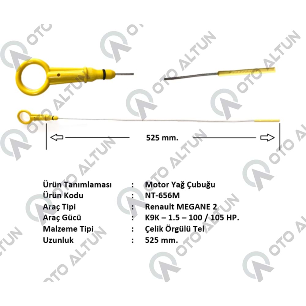 YAĞ ÇUBUĞU K9K MGN II METAL **53cm**