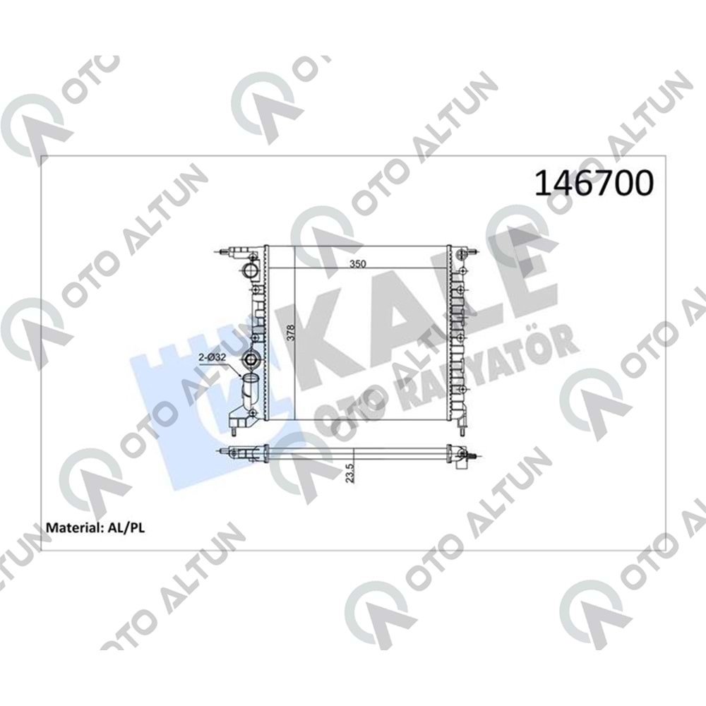 SU RADYATÖRÜ 1.2 8v D7F CLIO I **KLİMASIZ**