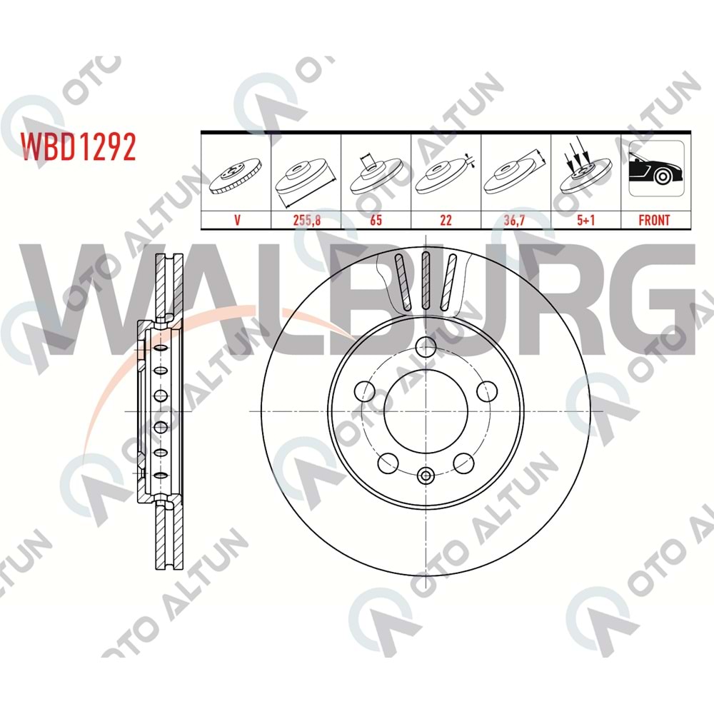 FREN DİSKİ ÖN Golf-IV Bora Polo 256mm 14 JANT