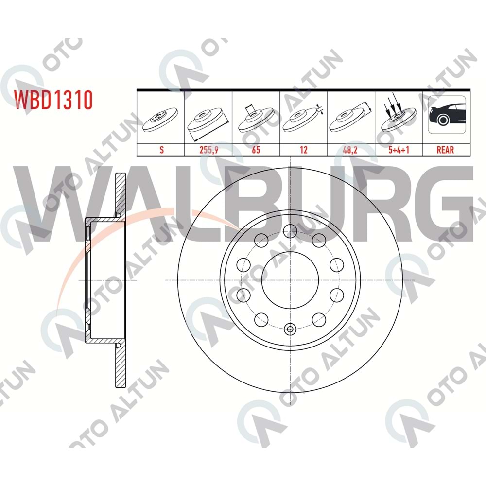 FREN DİSKİ ARKA Caddy-III 04> 1.9TDİ