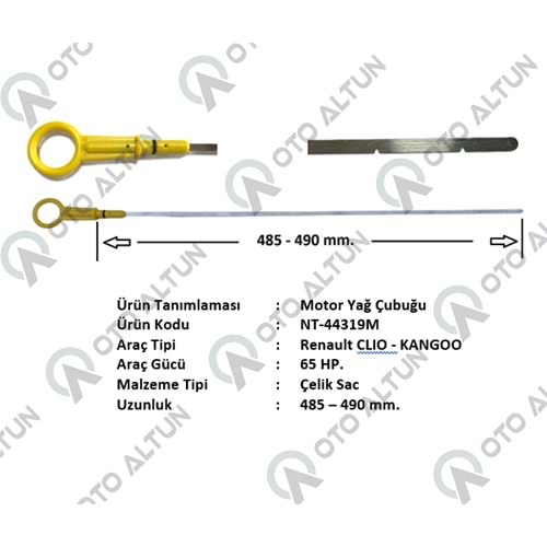 YAĞ ÇUBUĞU K9K CLIO KNG MGN II METAL **49cm**