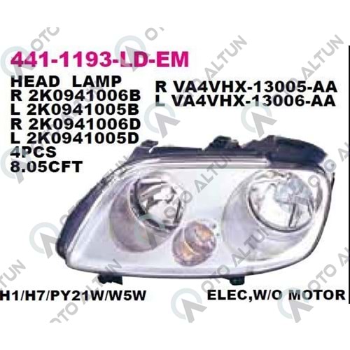 FAR SAĞ Caddy-III 04-11 Touran 04-07